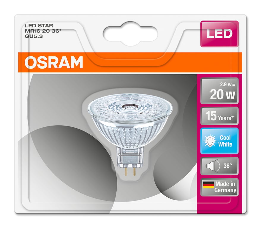 LED STAR MR16 12 V 20 36 2.9 W/4000K GU5.3 (CS à 1 PCE)