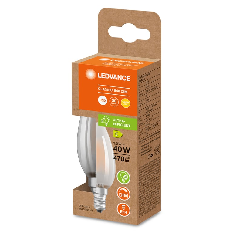 LED CLASSIC B ENERGY EFFICIENCY C DIM S 2.9W 830 FIL FR E14