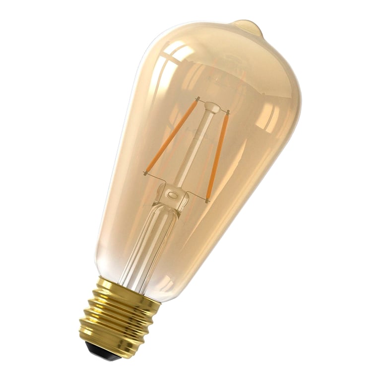 Calex LED Full Glass Filament Rustic Lamp 240V 2W 130lm E27 ST64, Gold 2100K, energy label A+