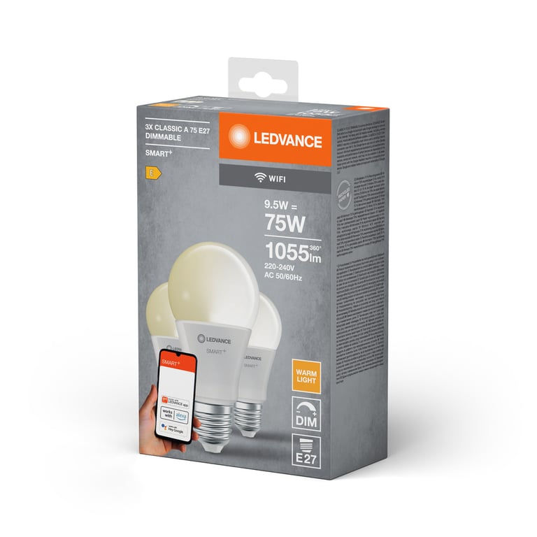 SMART+ WiFi Classic Dimmable 230V DIM FR E27 TRIPLE PACK