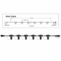 PS230 | Hoofdkabel 60cm | 6 fitting | zwart
