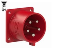 CEE inbouw tcd recht 32A 5p 400V 6h rood IP44 toestel flens 70x70mm vg