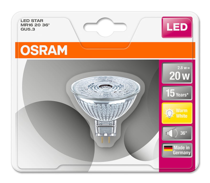 LED STAR MR16 12 V 20 36 2.9 W/2700K GU5.3 (CS à 1 PCE)