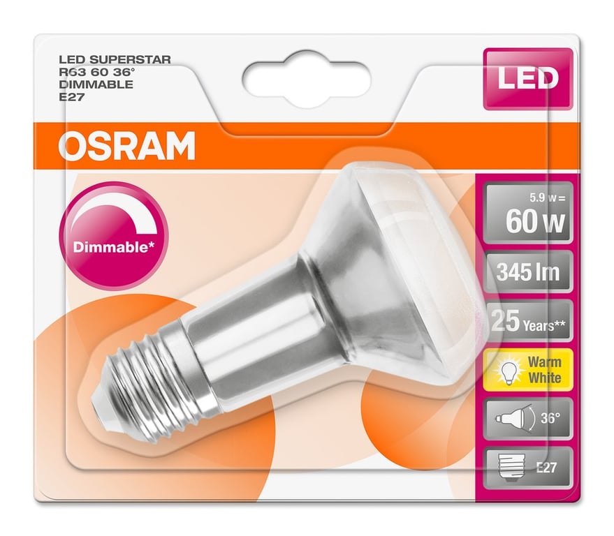 LED SUPERSTAR R63 60 36 5.9 W/2700K E27 (CS à 1 PCE)