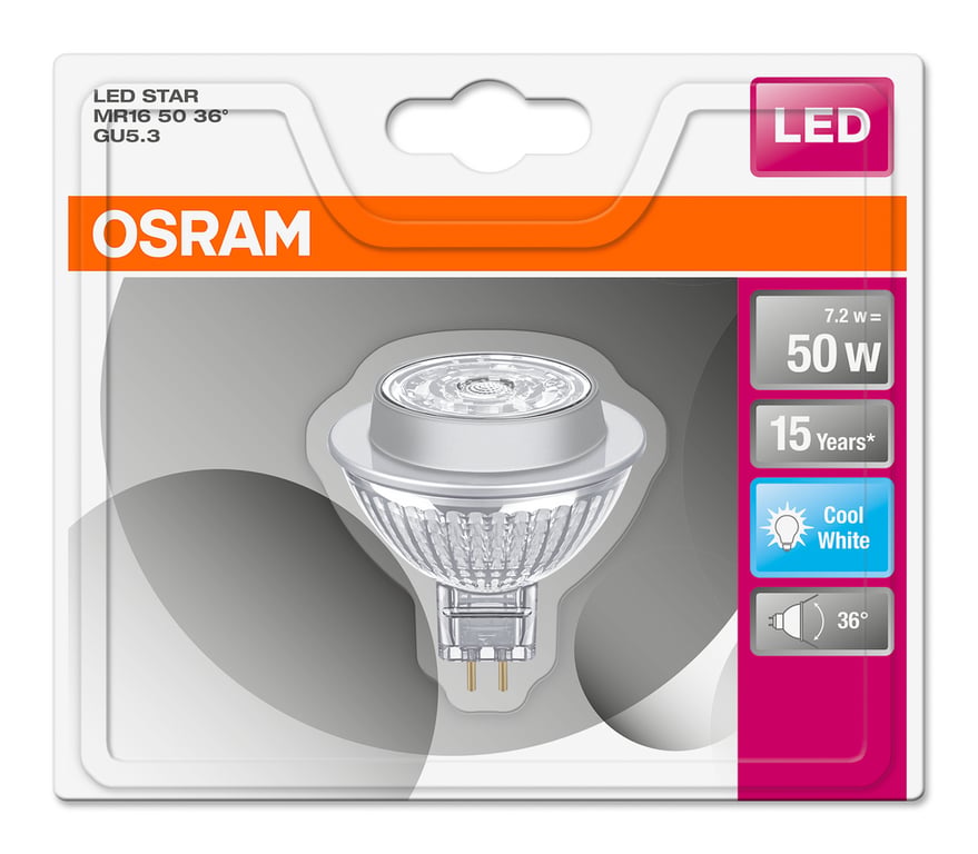 LED STAR MR16 12 V 50 36 7.2 W/4000K GU5.3 (CS à 1 PCE)