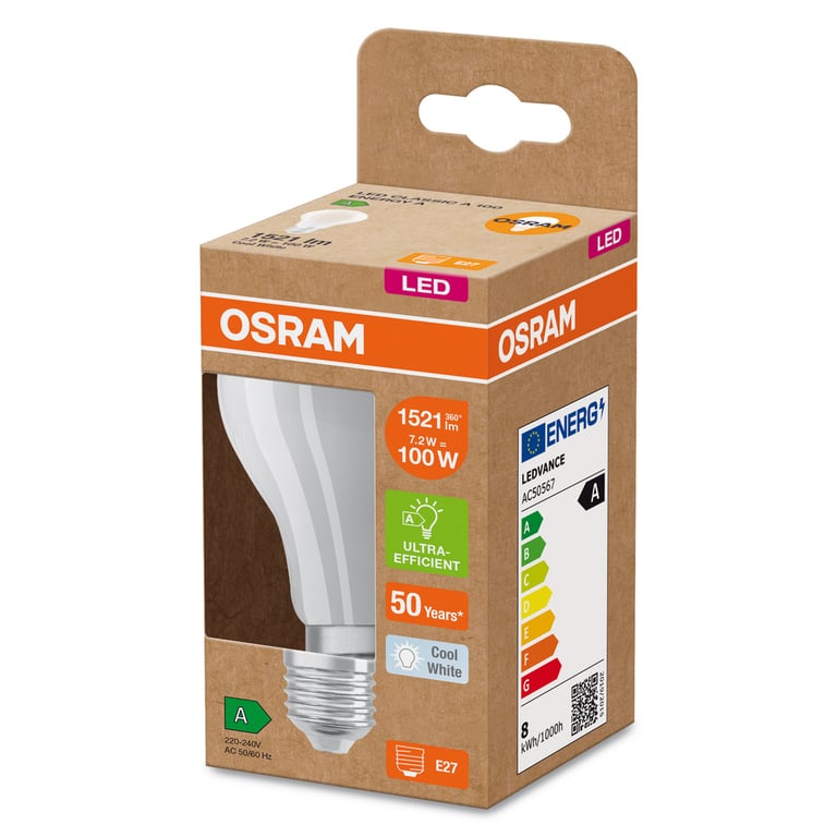 LED LAMPS ENERGY CLASS A ENERGY EFFICIENCY FILAMENT CLASSIC A 7.2W 840