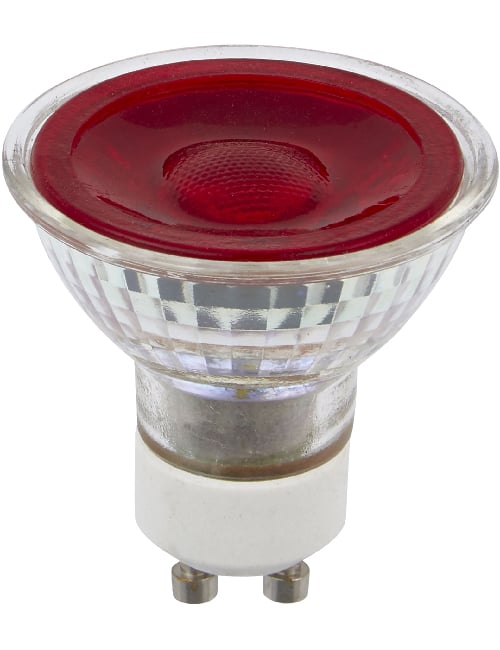 LED GU10 MR16 Glass 50x54 230V 5W 38° AC Red Dim