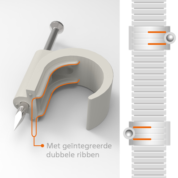 JMV flexbuis spijkerclip 16/20mm naturel p.st