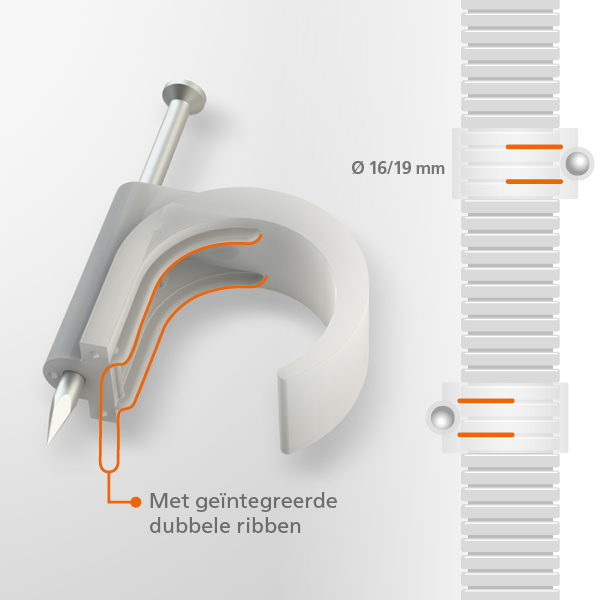 JMV flexbuis spijkerclip 16/20mm naturel p.st