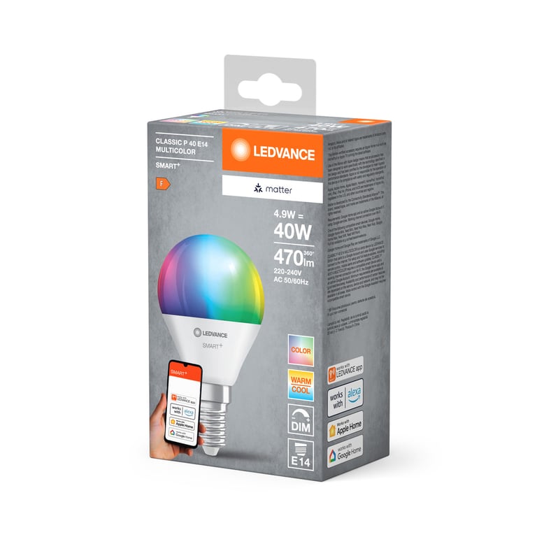 SMART+ MATTER MINI BULB MULTICOLOR 4.9W 827...865 Multicolor E14