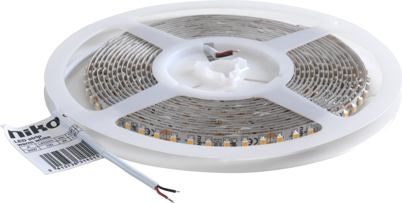 Niko - Ledstrip op rol met 120 leds per meter. Kleur leds: 3000 K (warm witte