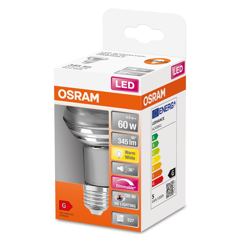 LED SUPERSTAR PLUS R63 60 36 ° 4.8 W/2700 K E27 (CS à 1 PCE)