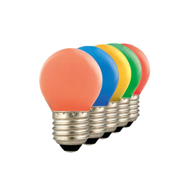 Calex Party LED Ball-lamp Tray 240V 1W 12lm E27 5 colours (Blue, Yellow, Green, Orange, Red)