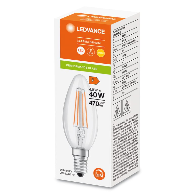 LED CLASSIC B DIM P 4.8W 827 FIL CL E14
