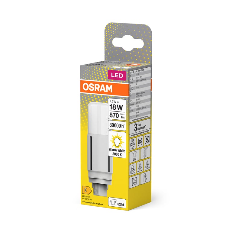 OSRAM DULUX® LED D VT EM &amp; AC MAINS 7.5W 830 G24D