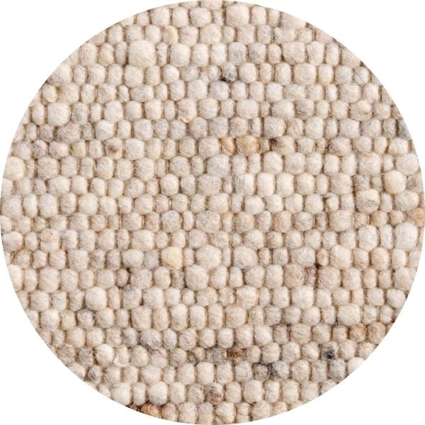 Rond wollen vloerkleed handgeweven Nanda Lichtbeige 01