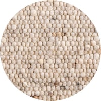 Rond wollen vloerkleed handgeweven Nanda Lichtbeige 01