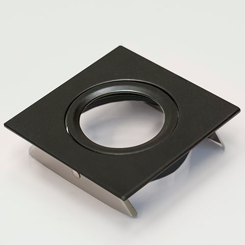 Downlight ring, vierkant, 87(76)mm, zwart kantelbaar, met bladveren