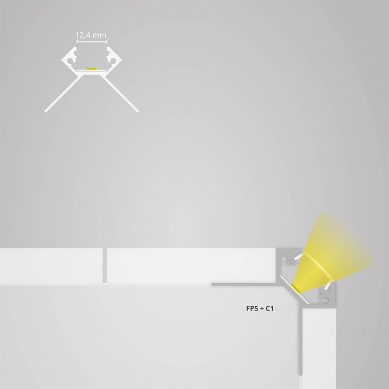 FP5 LED tegel profiel BUITENSTE HOEK 250 cm, LED Strips max.