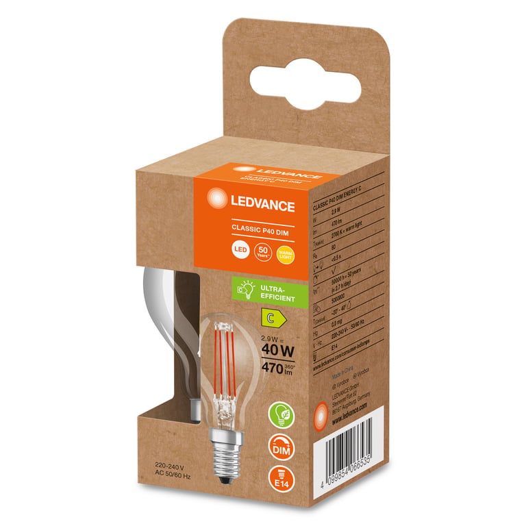 LED CLASSIC P ENERGY EFFICIENCY C DIM S 2.9W 830 FIL CL E14