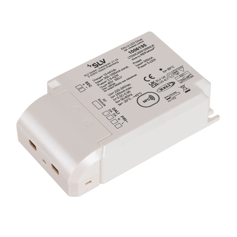 Led-driver, 40W 500mA DALI dimbaar met RF-interface, Led-driver wit DA