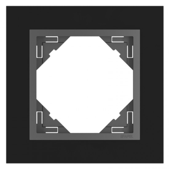 Efapel crystal afdekr. 1v zwart glas/grijs