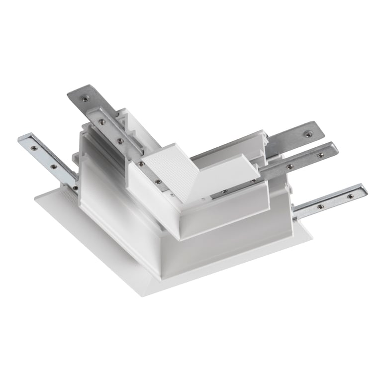 L-verbinder mechanisch, 48V TRACK, voor inbouwrail diep, links, wit