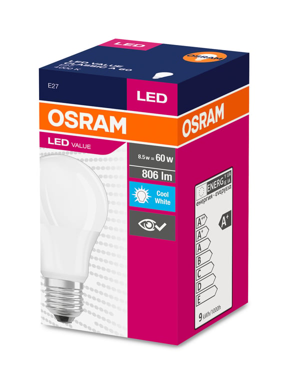 LED VALUE CLASSIC A 60 FR 8.5 W/4000 K E27 (CS à 1 PCE)