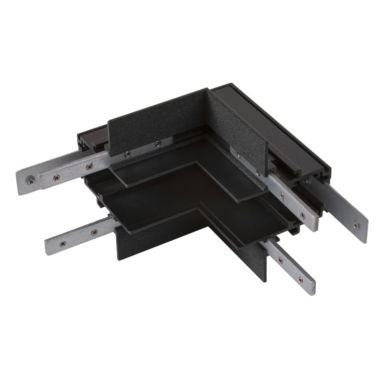 L-verbinder mechanisch, 48V TRACK, voor inbouwrail diep, stereo, zwart