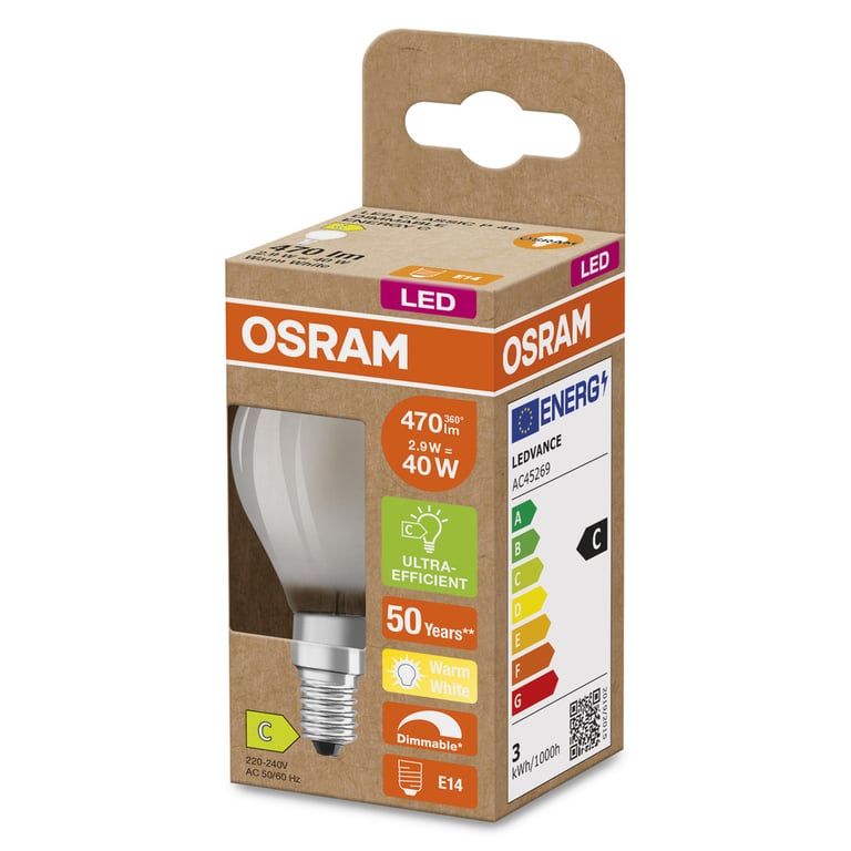 LED CLASSIC P ENERGY EFFICIENCY C DIM 40 2.9 W/2700 K E14