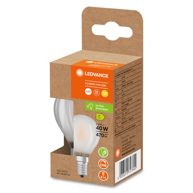 LED CLASSIC P ENERGY EFFICIENCY C DIM S 2.9W 830 FIL FR E14