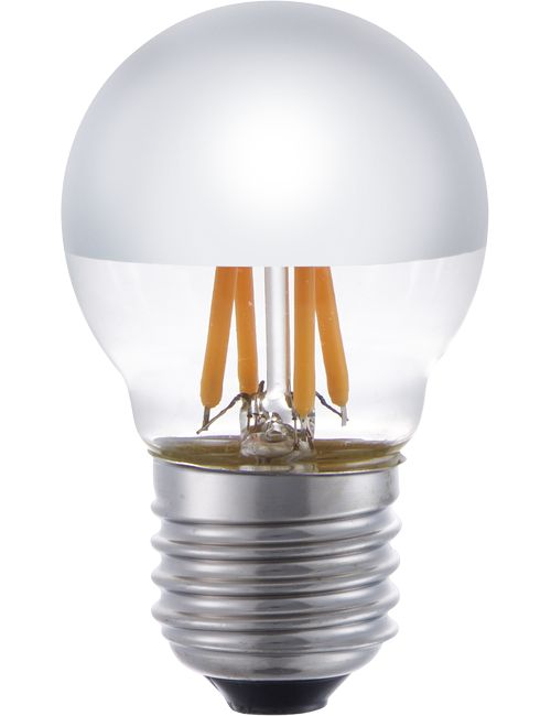 LED E27 Fila Ball Top Mirror G45x75 230V 350Lm 4W 825 AC Sil