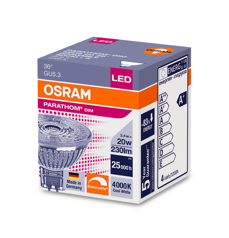 PARATHOM DIM MR16 20 36 3.4 W/4000K GU5.3 (CS à 1 PCE)