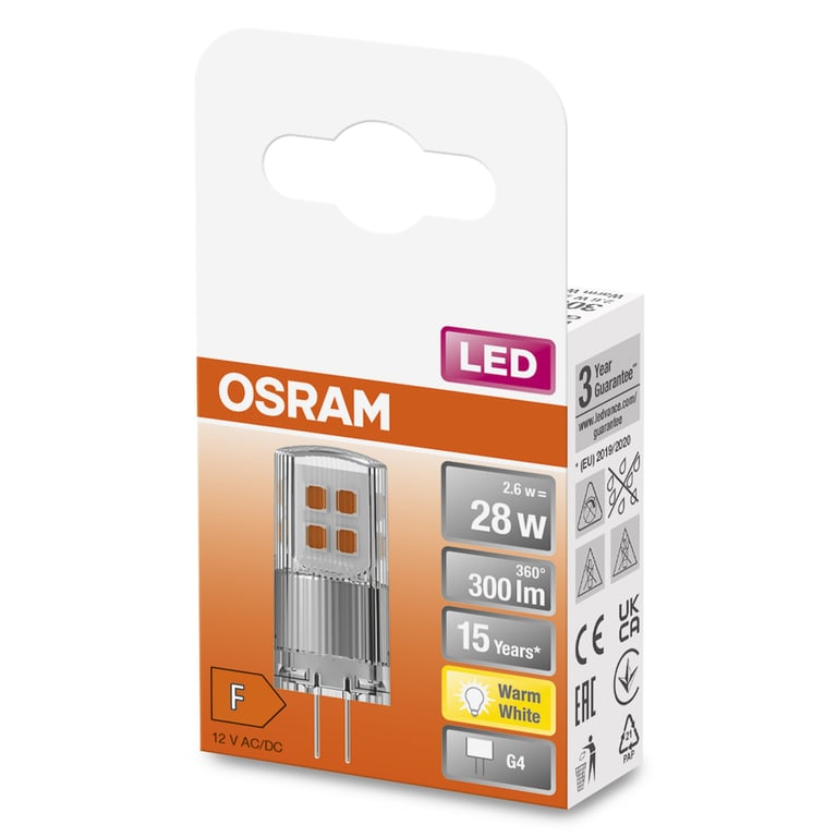 LED PIN 12 V 30 320° 2.6 W/2700K G4 (CS à 1 PCE)