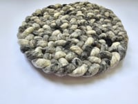 Rond wollen vloerkleed Romee in stock Donkergrijs 08
