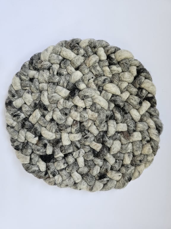 Rond wollen vloerkleed Romee in stock Donkergrijs 08