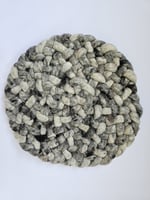 Rond wollen vloerkleed Romee in stock Donkergrijs 08