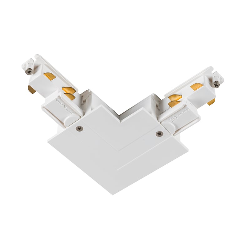 L-verbinder, voor S-TRACK 3-fase-inbouwrail, aarde rechts, wit, DALI