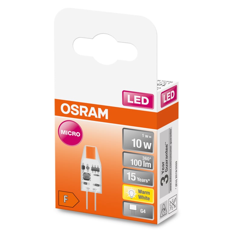 LED PIN MICRO 12 V 10 300° 1 W/2700K G4 (CS à 1 PCE)