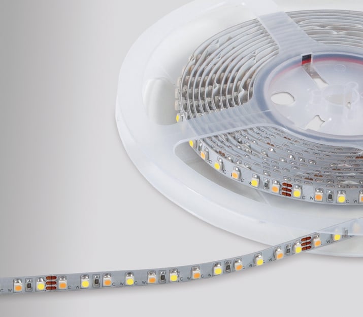 LED strip SILVER IP62, 24Vdc, 120 LED's/m CW (6000K)+ WW (2400K)