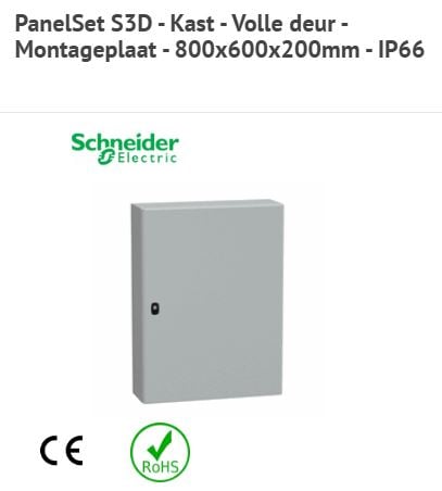 Spacial S3D Volle deur - Montageplaat - 800x600x200mm - IP66 - IK10
