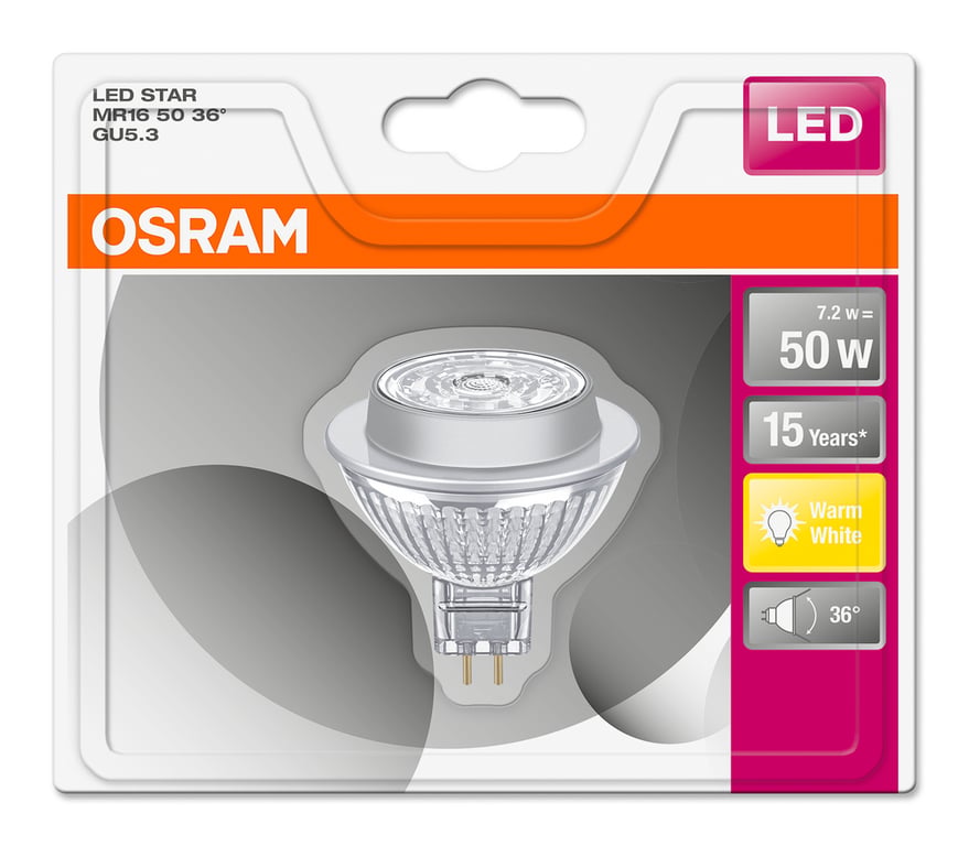 LED STAR MR16 12 V 50 36 7.2 W/2700K GU5.3 (CS à 1 PCE)
