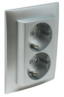 Efapel inbouw wcd met randaarde 2-voudig vlak enkel inbouw doos Aluminium (kindvriendelijk)