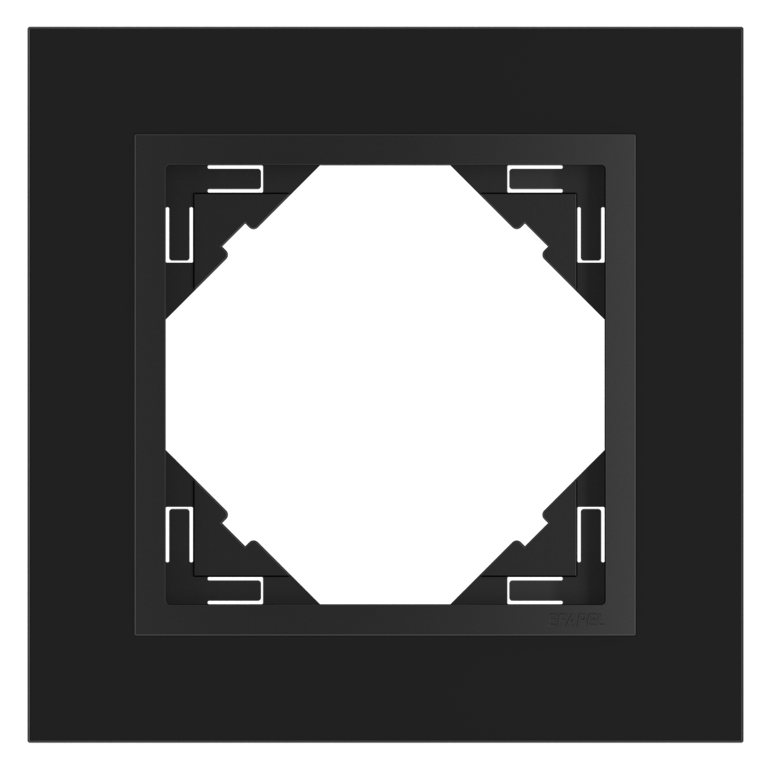 Efapel crystal afdekr. 1v zwart glas/zwart