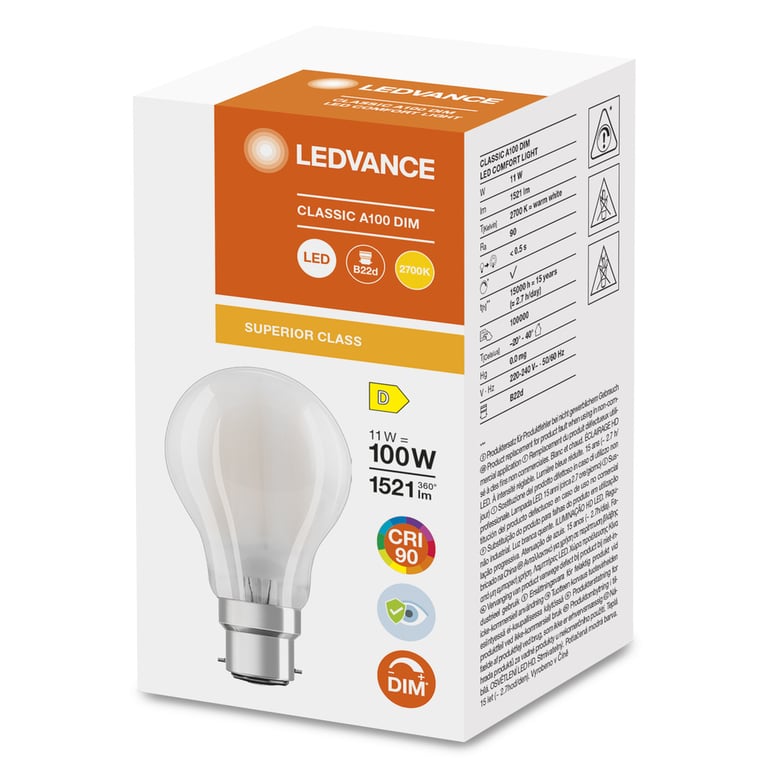 LED CLASSIC A DIM CRI 90 S 100 11 W/2700 K B22d