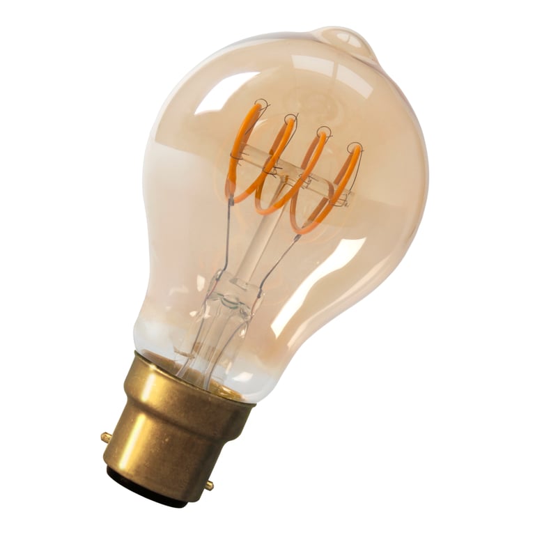 Calex LED Full Glass Flex Filament GLS-lamp 220-240V 4W 200lm B22 A60DR, Gold 2100K Dimmable, energy label A