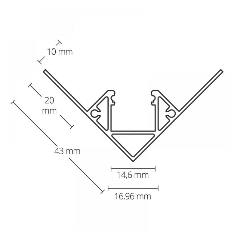 FP8 || LED tegel profiel binnenste hoek 300 cm