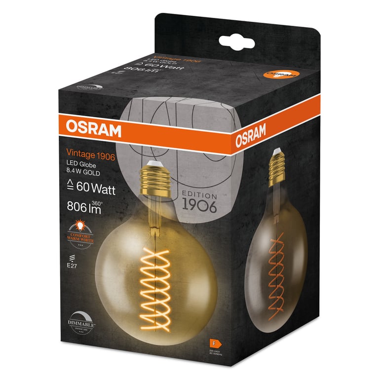 Vintage 1906 LED CLASSIC Globe Dimmable 8.8W 824 Gold E27
