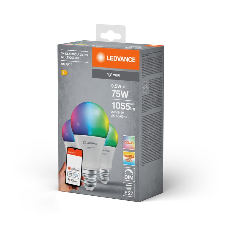 SMART+ WiFi Classic Multicolour 230V RGBW FR E27 TRIPLE PACK