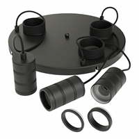 Calex Retro pendant with Ceiling plate dia 400mm, black fittings 3xE27 (2 mtr wire)
